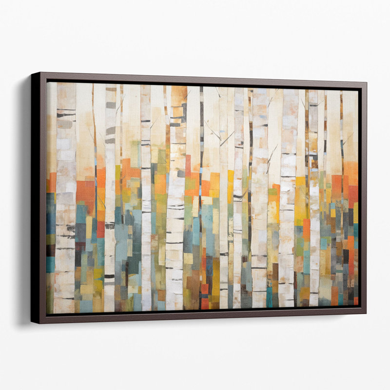 Multicolore, impression d'art mural mosaïque de bouleau, H 16 po x l 24 po x P 1,25 po, Toile encadrée noire