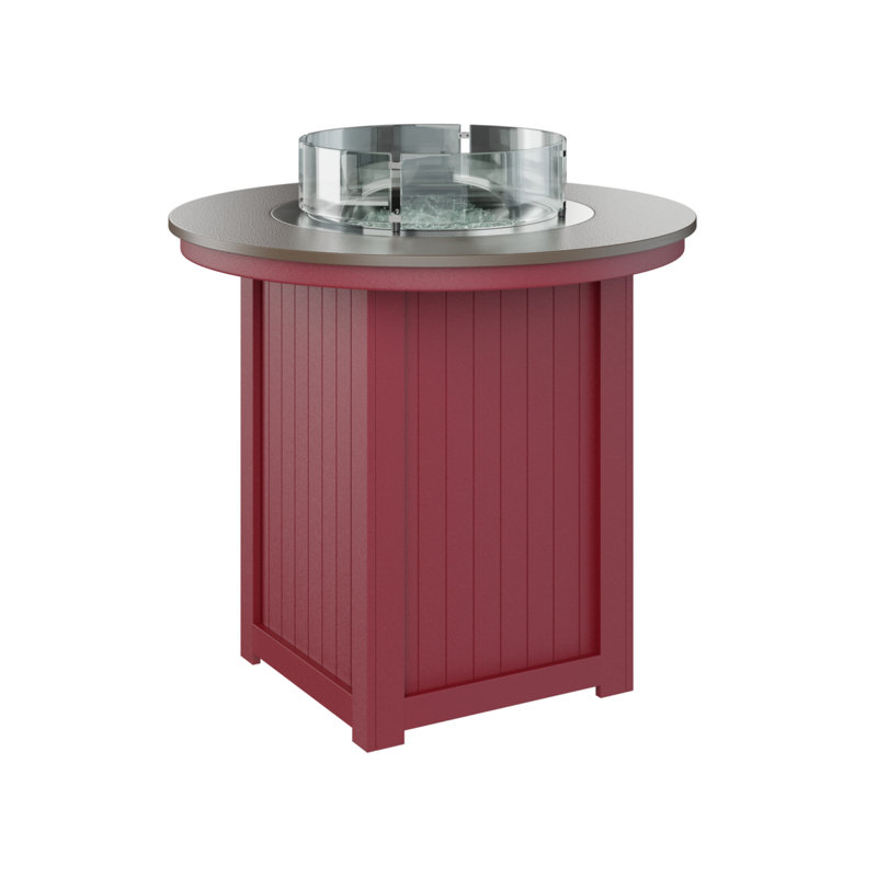 Foyer de table avec barre ronde 44 po Berlin Gardens Donoma, 39" H x 44" W x 44" D, Bronze martelé avec base rouge écarlate
