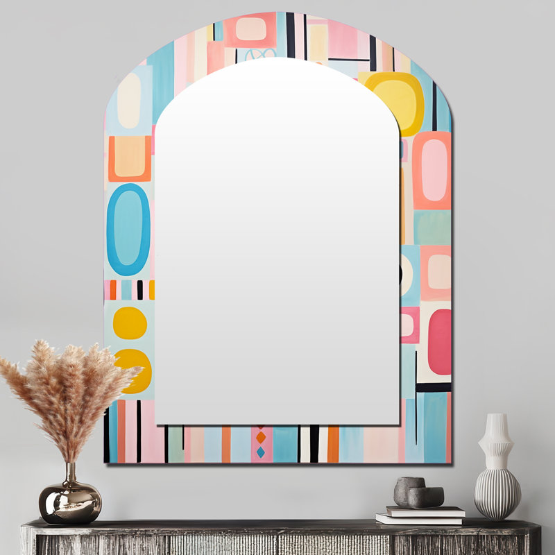 Miroir mural rose Mid-Century, 43 po x 33 po