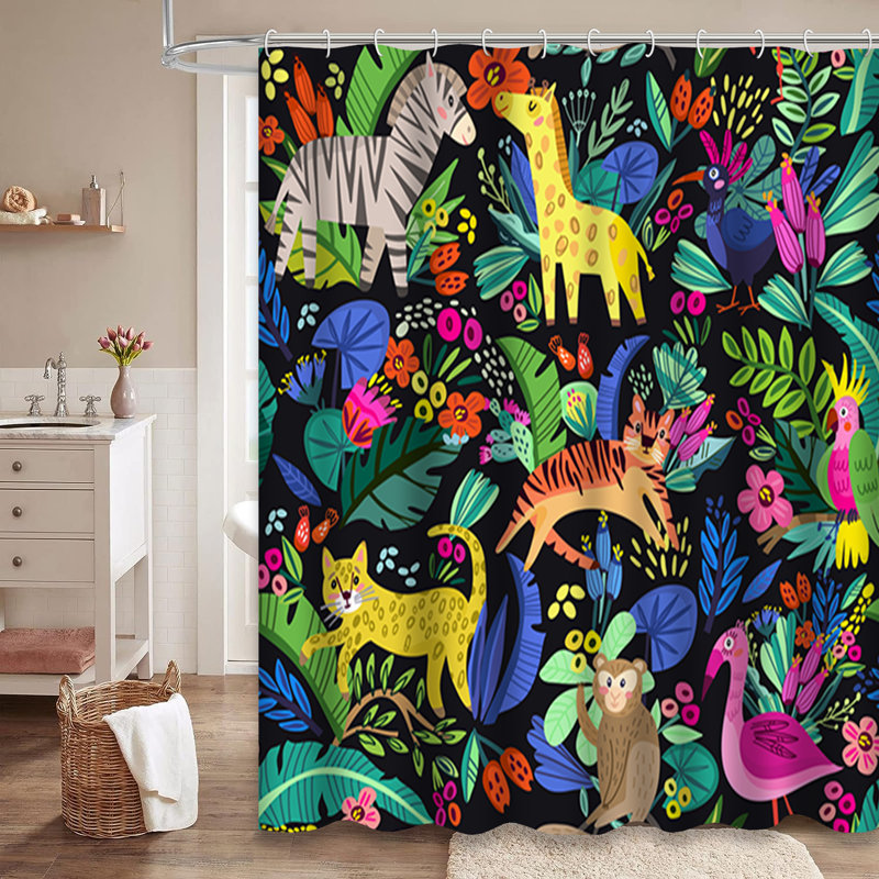 Rideau de douche mignon avec 12 crochets, L 72 po x l 72 po