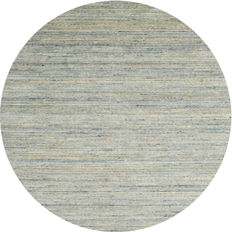 Tapis contemporain gris, Rond 8 pi