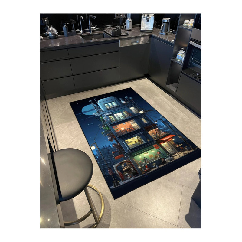 High-Rise Colorful Patterned Woven Floor Carpet, Rectangle 5' x 9'11"