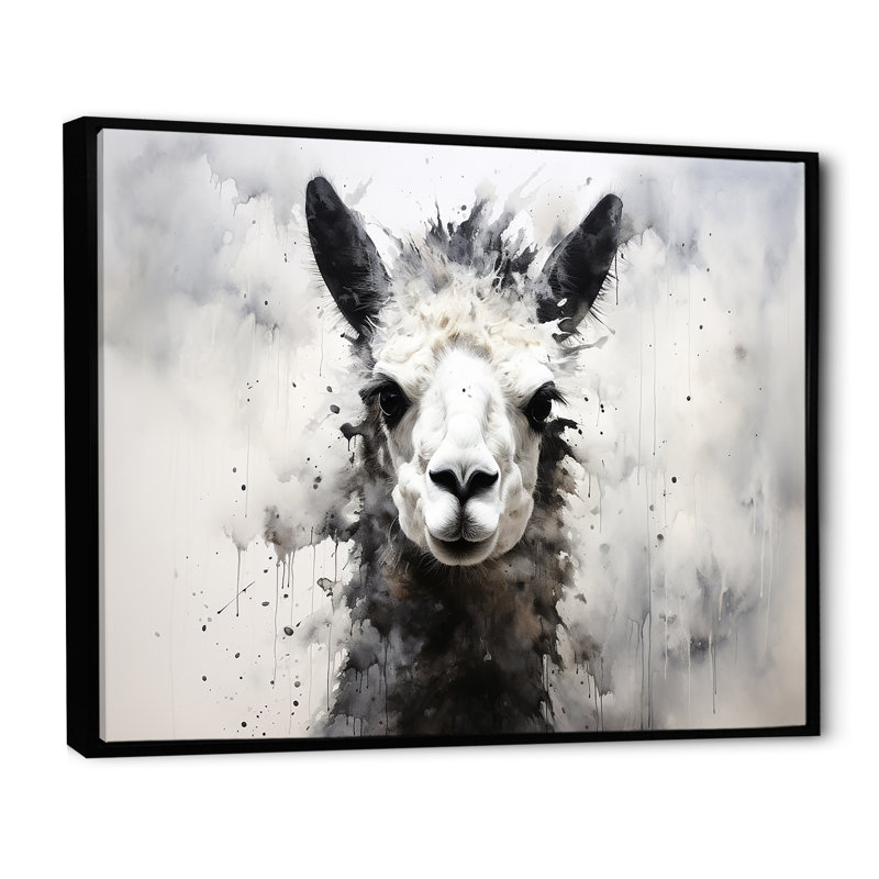 Noir et blanc, minimalisme, alpaga monochrome I, H 16 po x l 32 po x P 1 po, Cadre flottant noir