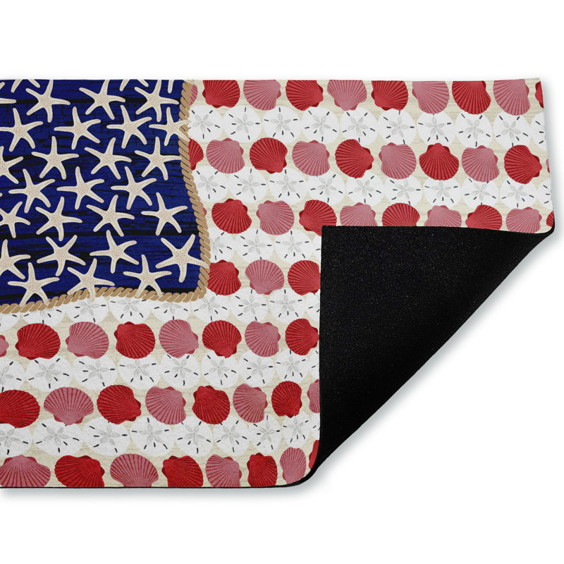 Tapis de porte d'extérieur imprimé drapeau nautique Vibe, par Arrolynn Weiderhold, 18 po x 30 po