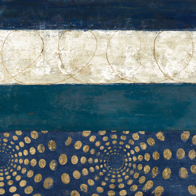 «Juxtapose IV Metallic» par Cheryl Warrick - Peinture, H 36 po x l 36 po, Cadre flottant noyer, Non