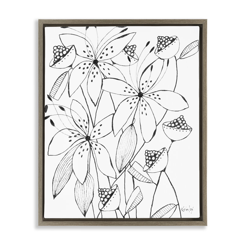 Cadre flottant Open Blooms, design par Krinlox, H 21 po x l 17 po, Cadre flottant orme Montalcino