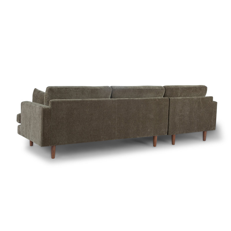 Canapé modulaire à méridienne rembourré Laguna, Orienté à gauche (vu de face), Chenille performance vert olive