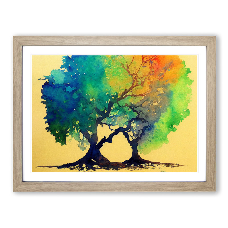 Delicious Trees - Single Picture Frame Painting, 34cm H x 46cm W x 2cm D, Oak