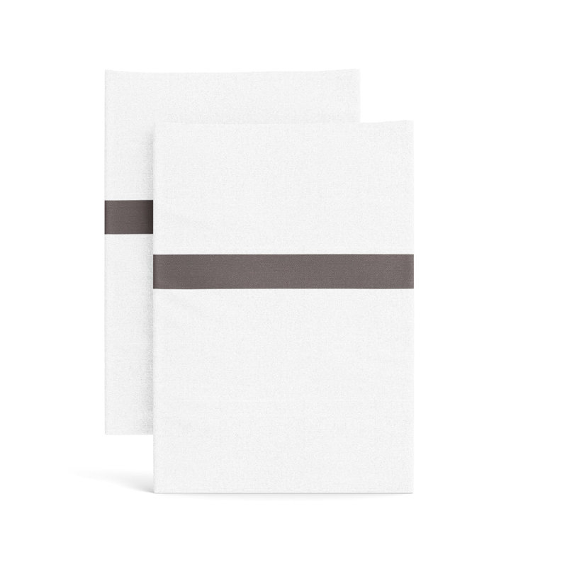 Ready-To-Bed 2.0 Cotton & Trim Pillowcases, King Pillowcases, White/Grey