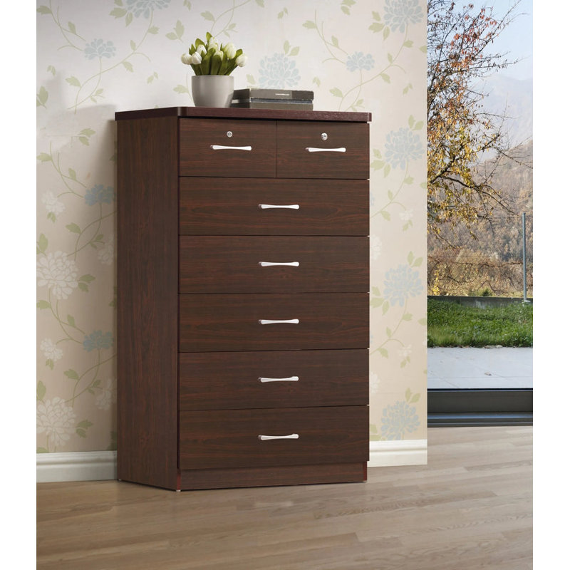 Commode 7 tiroirs Conor, Acajou