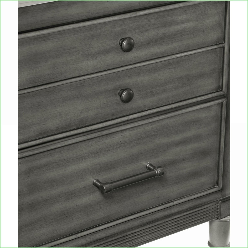 Table de chevet 2 tiroirs transitionnelle grise - mobilier de chambre polyvalent