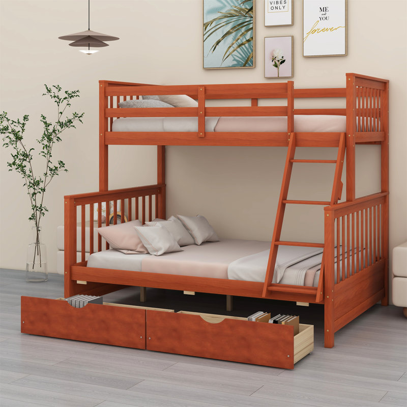 Lit superposé simple en bois massif Fortunate par Harriet Bee, Noyer