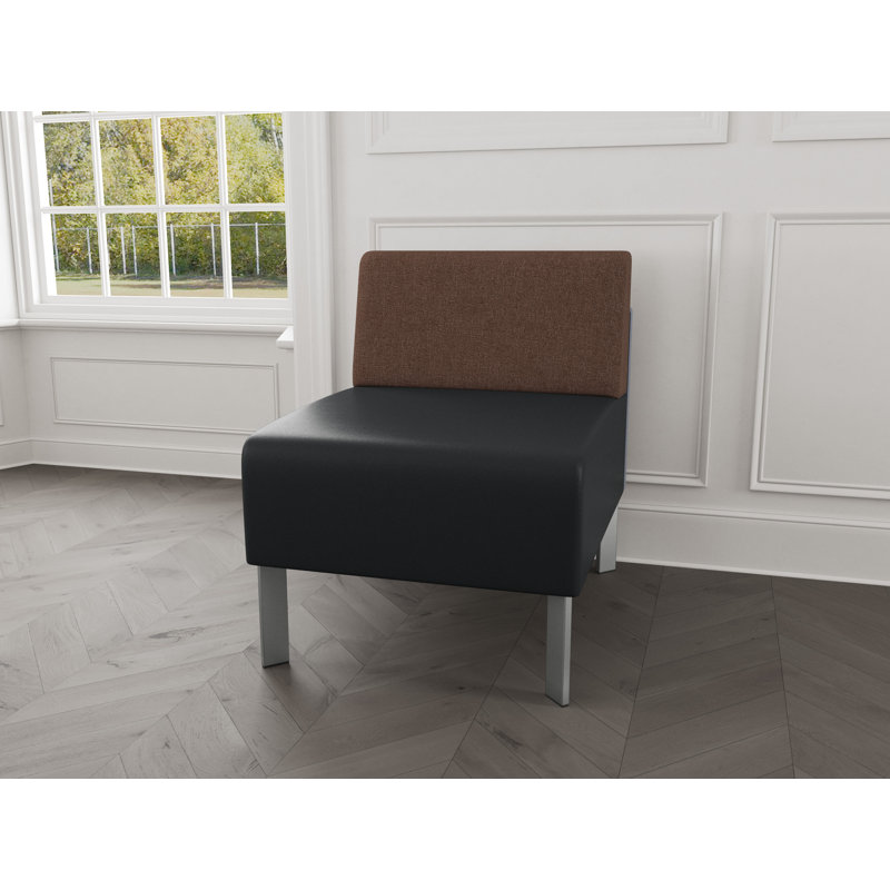 Chaise d'invité sans accoudoirs Luxe Lounge, Acier argent, Archetype Café / Modène graphite