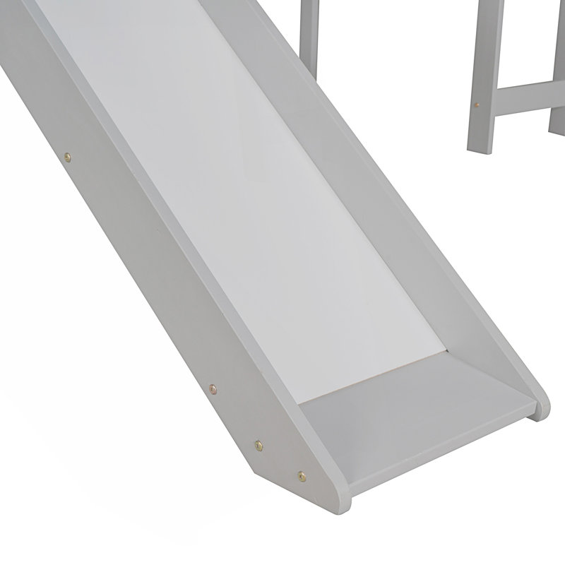 Lit mezzanine simple avec glissade, Gris