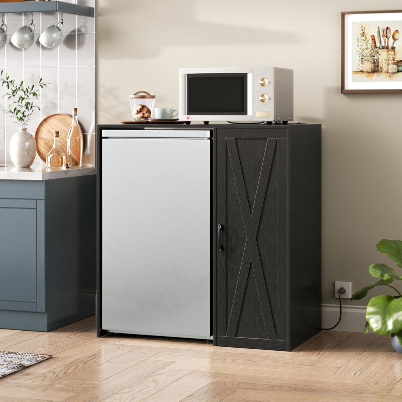 Mini bar à café avec prise de courant de 37,4 po pour prise de vin 24 po, Noir