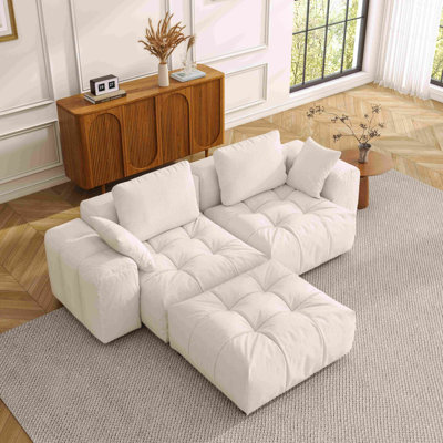 87.4" Cloud Couch,Down filled Modular sofa loveseat couch 2 seater for living room