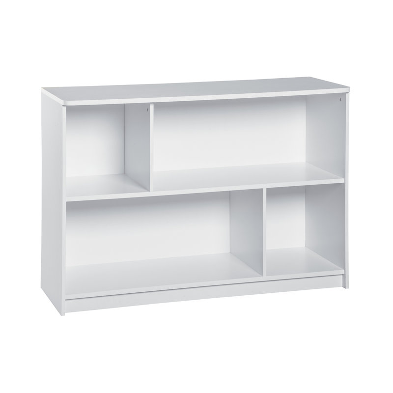 White Wood Laminate Kids Toy Storage Bookcase with Cubes