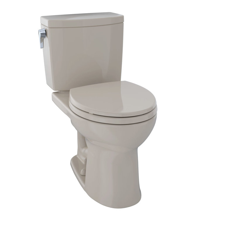 TOTO® Drake® II 1G® Two-Piece Round 1.0 GPF Universal Height Toilet with CEFIONTECT, Bone, Bone, Left Hand Lever
