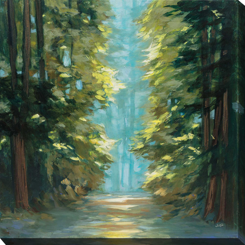 Forêt ensoleillée - Peinture, L 18 po x H 18 po, Toile tendue