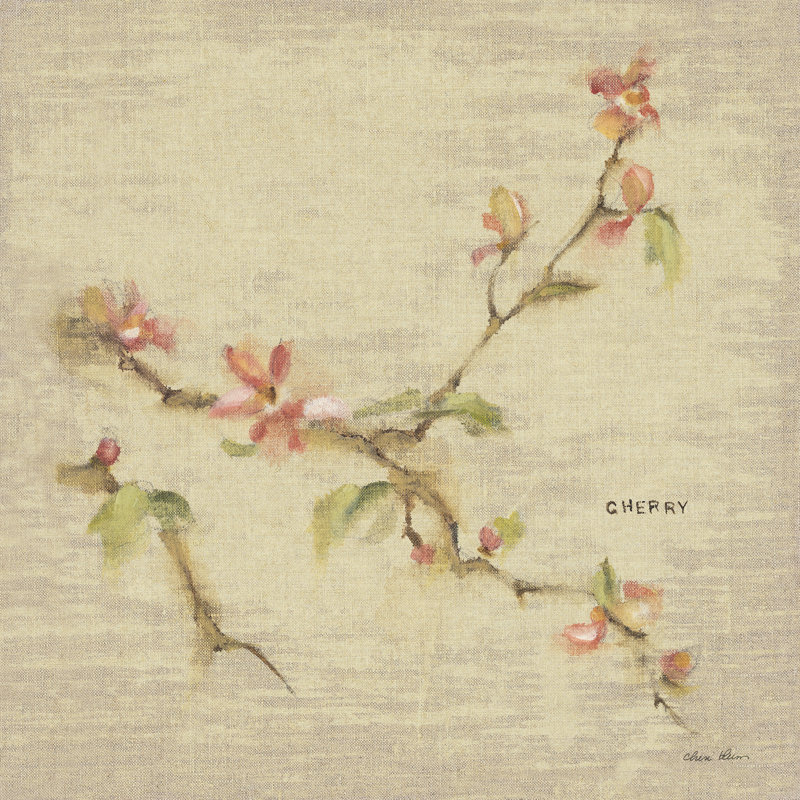 Fleur de cerisier, H 12 po x l 12 po x P 1,25 po, Toile tendue, Non