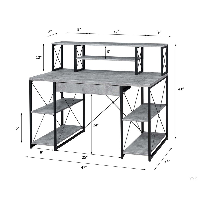 Bureau d'écriture tout usage à finition grise, Gris