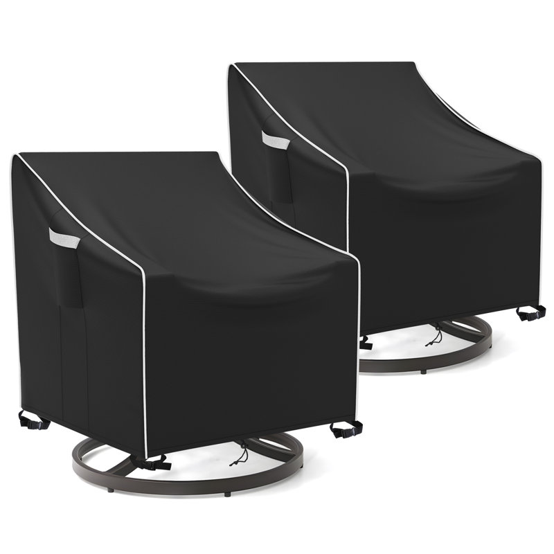 Waterproof Outdoor Swivel Lounge Chair Covers 2 Pack, Black, 38.5" H x 37.5" W x 39" D