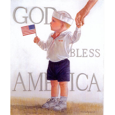 « dieu bless america » par patricia bourque, art textuel sur toile tendue