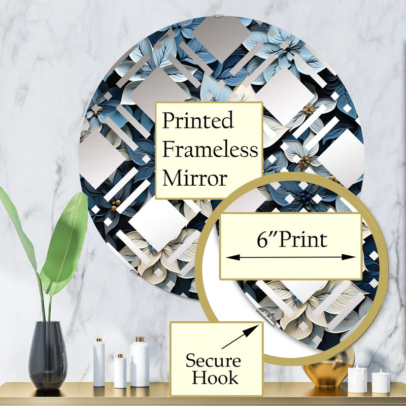 Miroir décoratif écossais blanc et bleu Poinsettias Blooming, 31,4 po x 31,4 po
