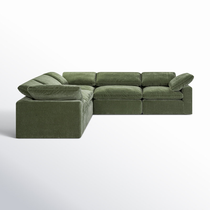 Canapé modulaire rembourré 5 pièces Wonardo, Tissu vert Sagano