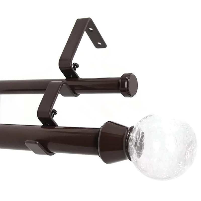 Tringle à rideaux double en verre craquelé Mullett, Acier brossé, H 1 po x l 120 po x P 1 po