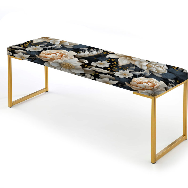 Motif urbain victorien chic - Banc rembourré floral doré