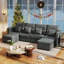 Canapé d'angle modulaire moderne de 264 cm avec pouf, canapé d'angle infonuagique, canapé combiné rembourré pour salon