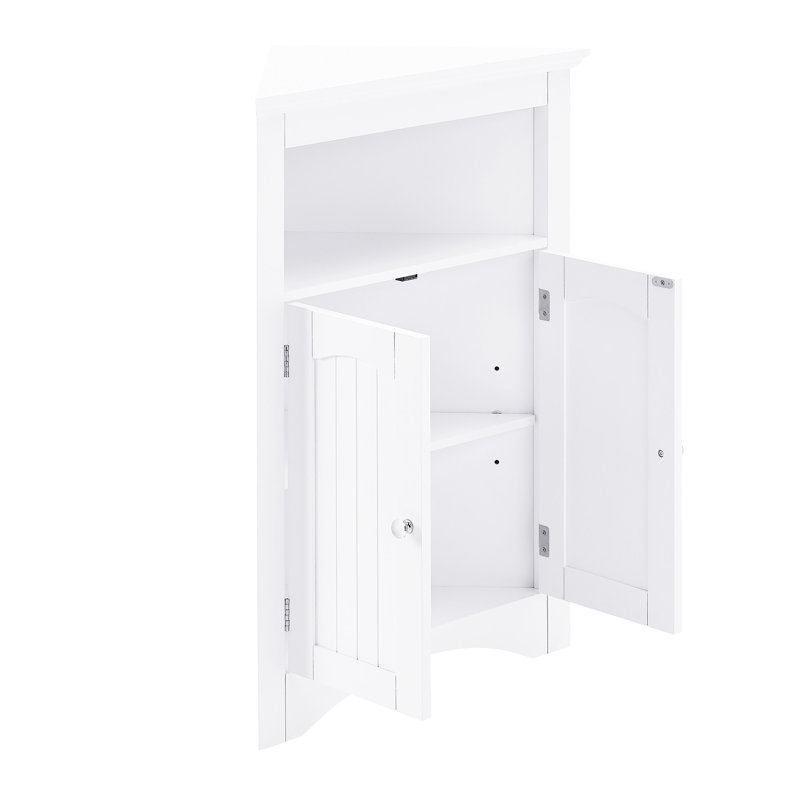 Blanc, armoire de rangement de salle de bain, portes et tablettes, profondeur de 24 po, 26,4 lb, intérieur réglable, coin de plancher facile à entretenir, profondeur de 24 po, conception