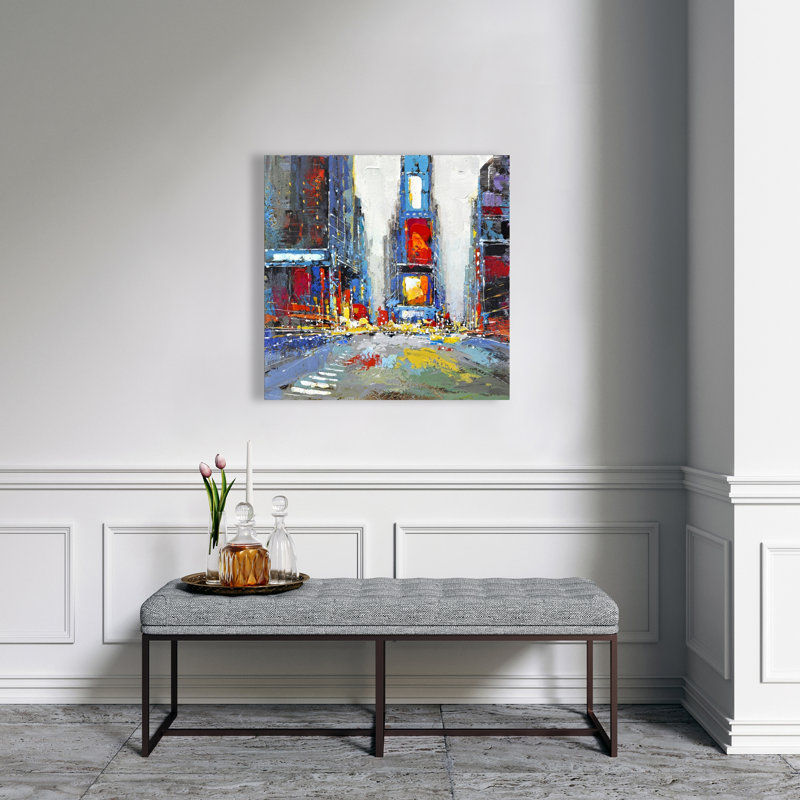 Abstract and Colorful Buildings Canvas | Red Livingroom Decor
