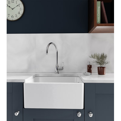 Abode Designs 455mm W Single Bowl Ceramic Farmhouse / Apron Kitchen Sink