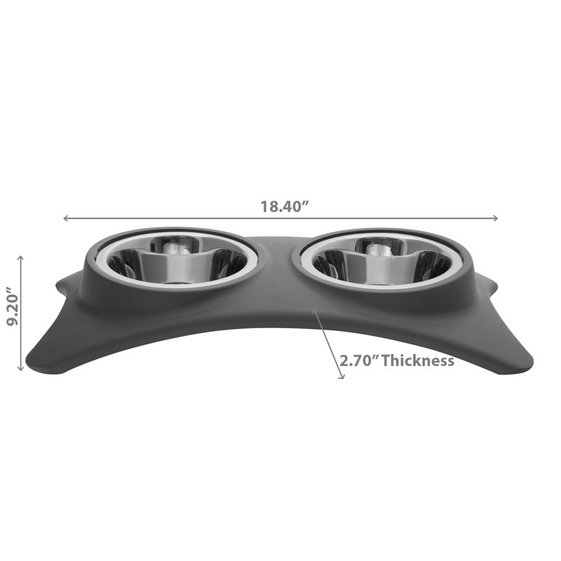 Bol pour animal en forme d'os, 2.7", gris