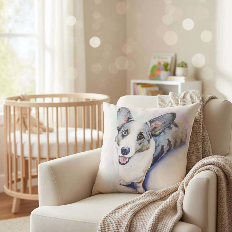 Coussin décoratif Corgi 18 po x 18 po