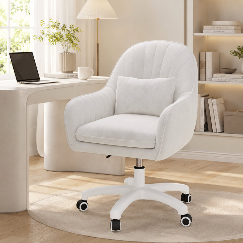 Velvet Office Chair, White