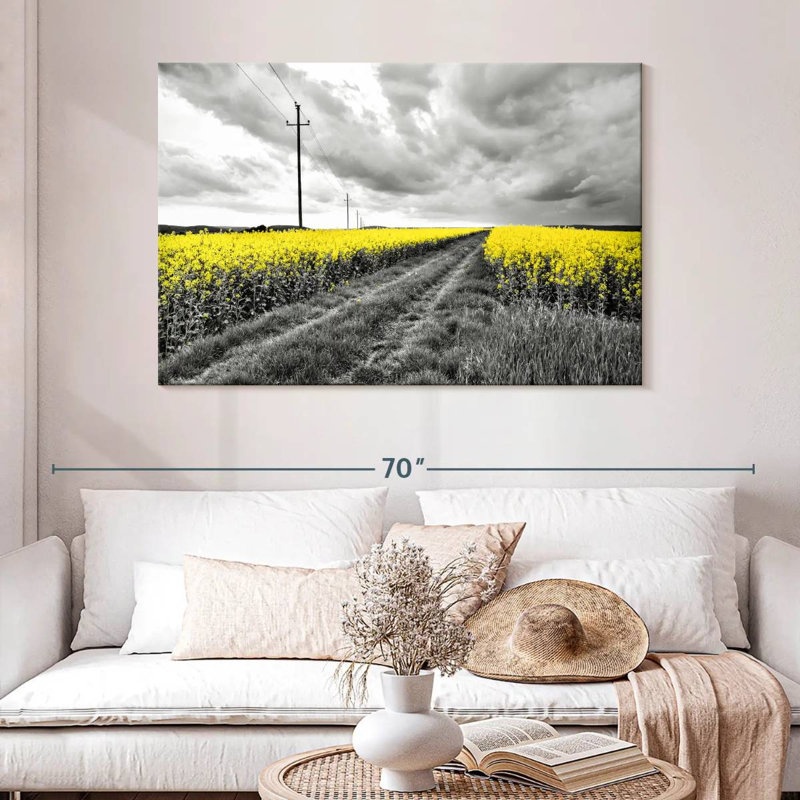 Alvord Pop Yellow Flower Field, 32" H x 48" W