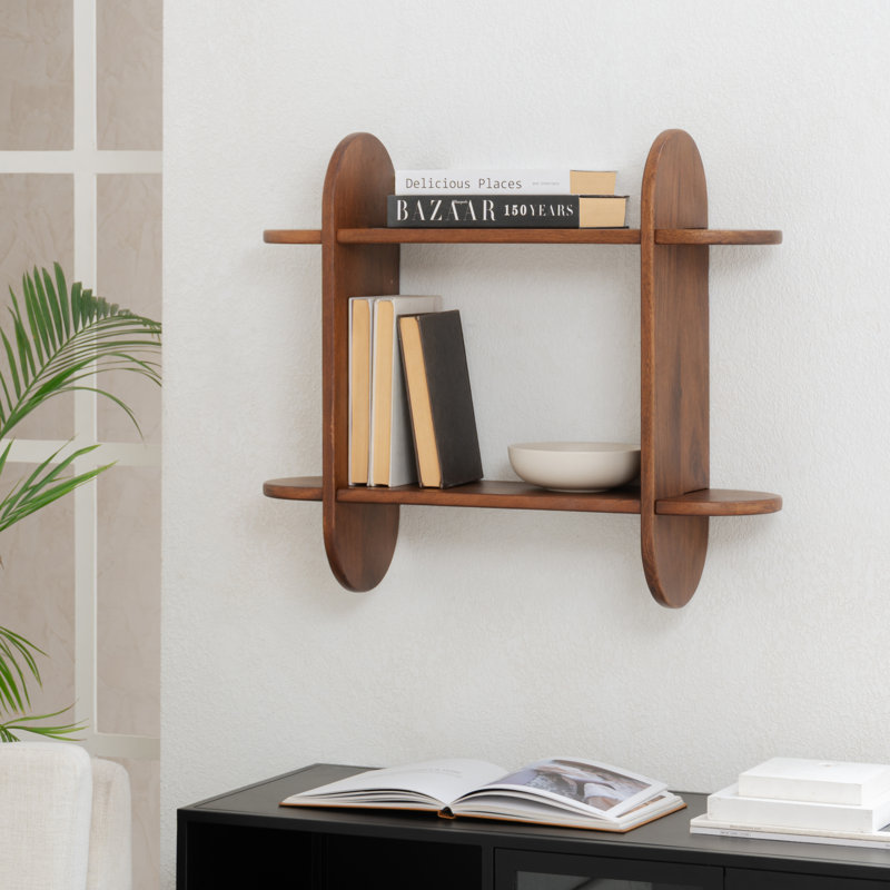 Fuller 2 Piece Mango Solid Wood Tiered Shelf, Walnut