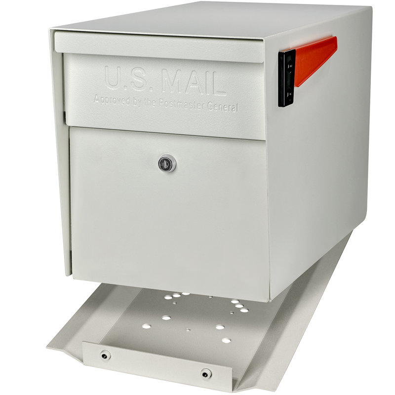 Locking Post Mounted Mailbox, Cream White (Off White)