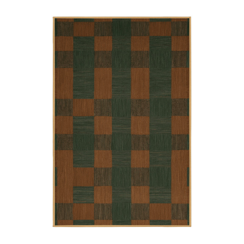 Tapis brun à carreaux lavable à la machine, Rectangle 2 pi x 3 pi