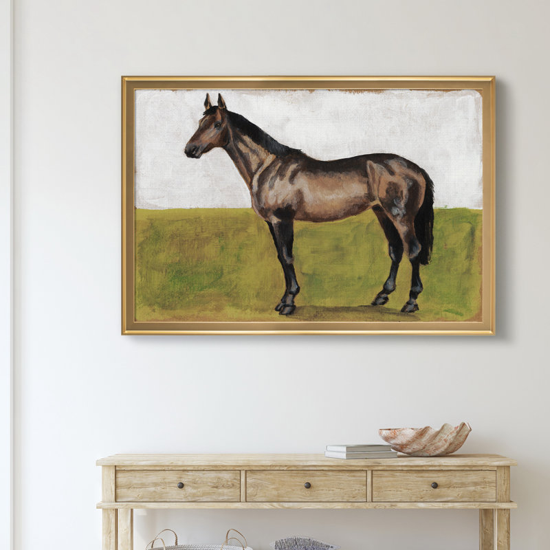 «Équitation études IV», cadre photo, impression sur toile, Doré, H 30,5 po x l 42,5 po x P 1,5 po