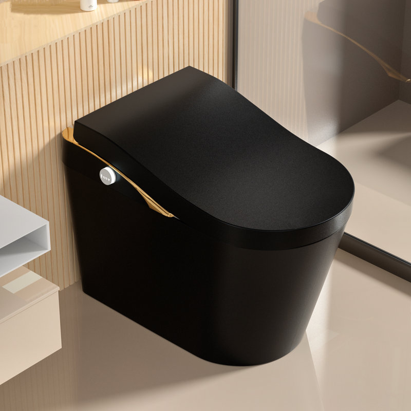 YINGZE SM8008B-4 Modern Smart Toilet With Bidet Auto Flush Comfort Tall Seat With Foam Shield System， BLACK, Matte Black