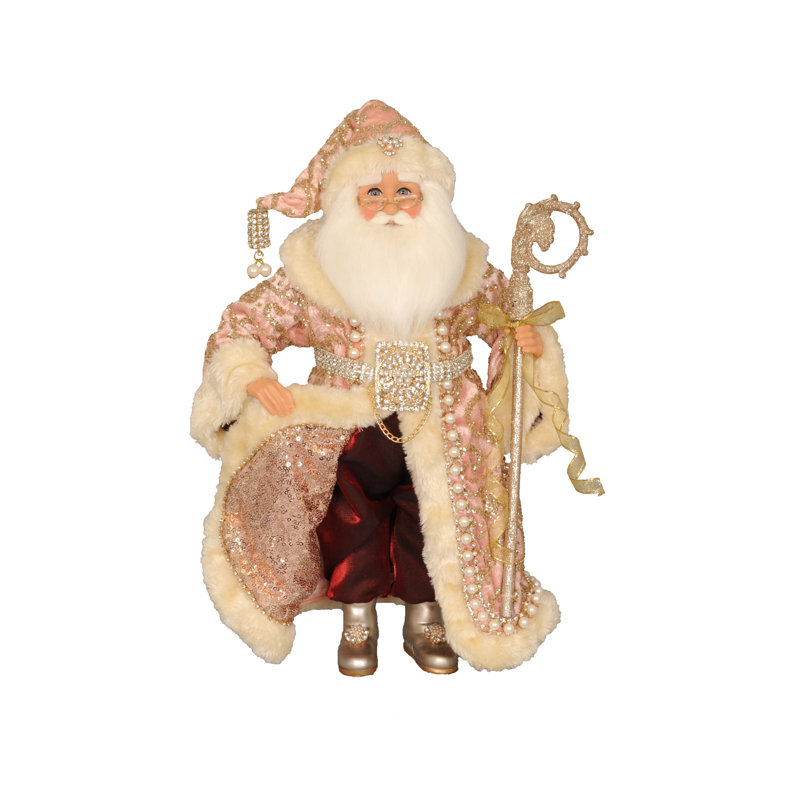 Victorian Elegance Santa Figurine with Glass Eyes, 17 Inches