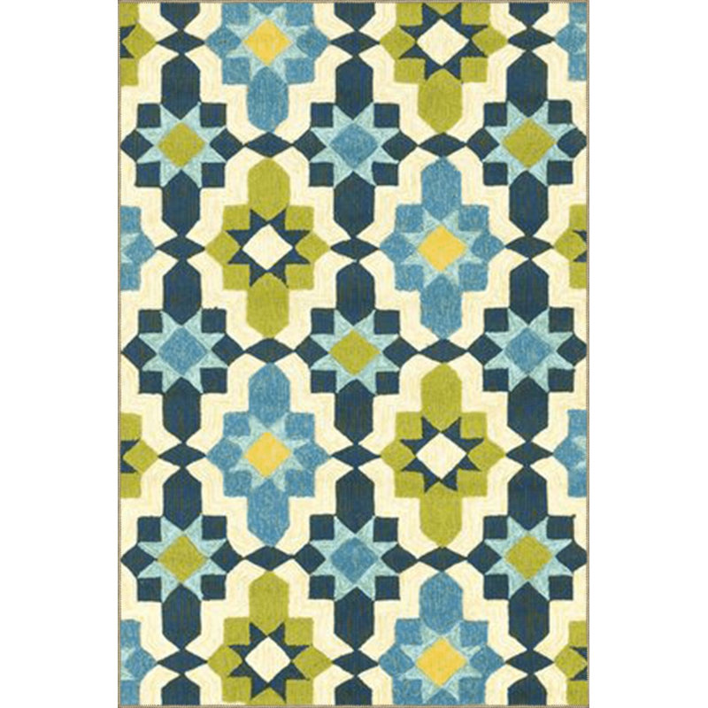 Tapis décoratif bleu moderne et bleu, Sous-tapis carré 3 pi 3 po inclus