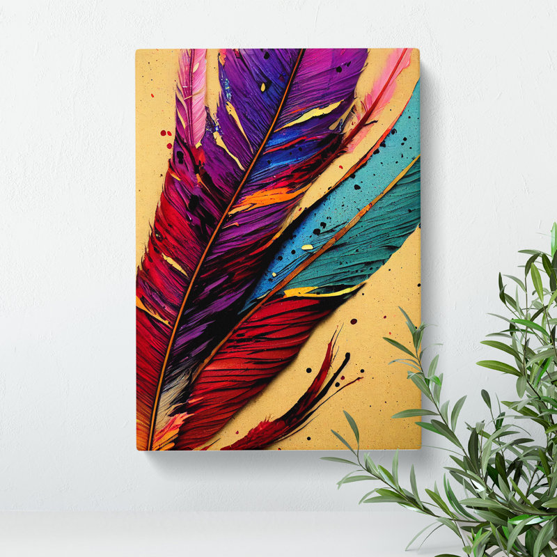 Feathers Painted No.2 - Wrapped Canvas, 50cm H x 35cm W