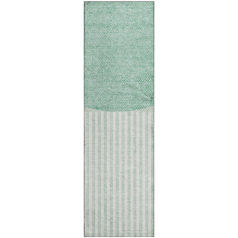 Premium Machine Washable Mayfield AMF2134 Geometric Rug, 2'3" x 7'6" Runner, Teal