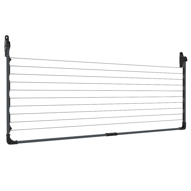 Daytek Steel Fold Down Wall-Mounted Drying Rack, 8.3" H x 88.2" W x 39.4" D, Iron Gray