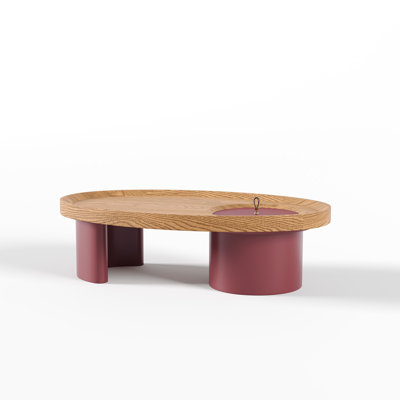 Oval Wood Coffee Table with Storage